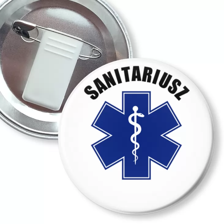 przypinka z żabką i agrafką Sanitariusz