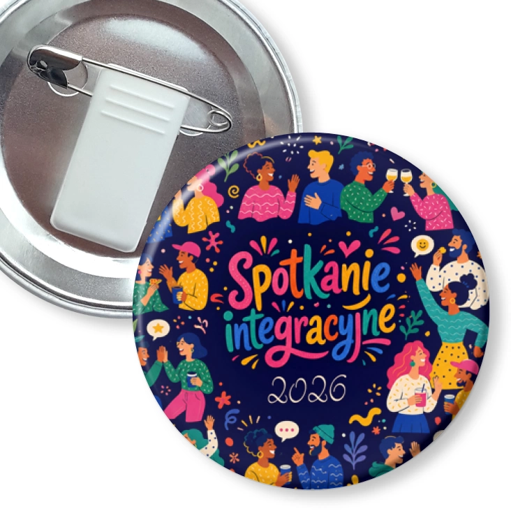 przypinka z żabką i agrafką Spotkanie integracyjne