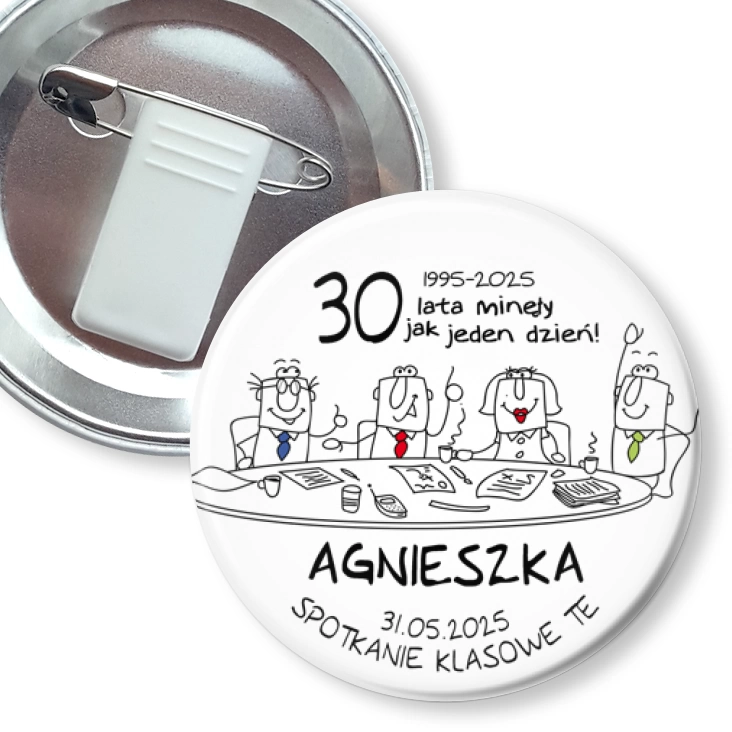 przypinka z żabką i agrafką Spotkanie klasowe TE 2025