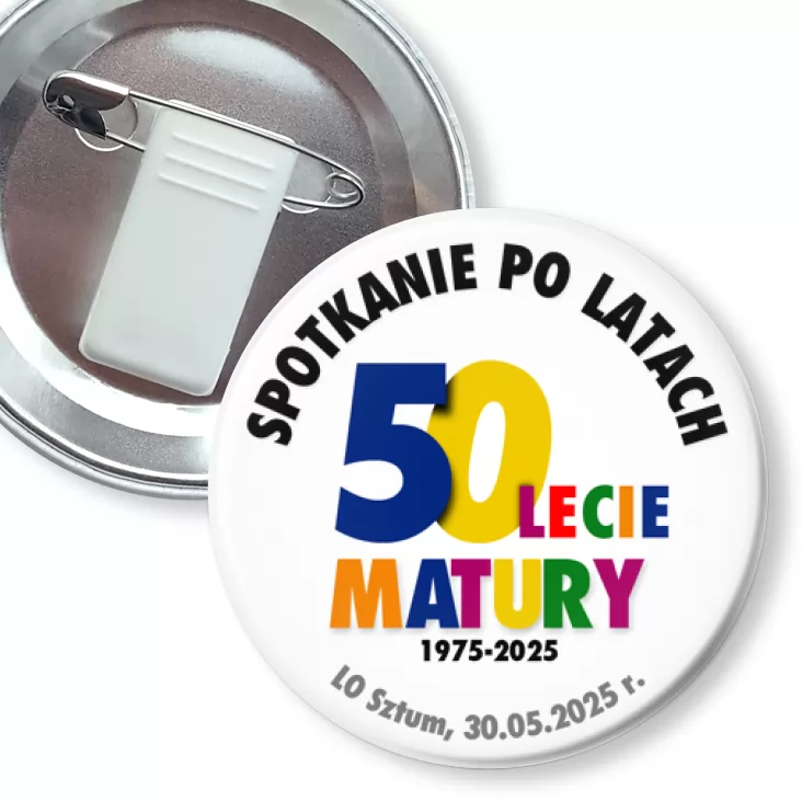 przypinka z żabką i agrafką Spotkanie po 50 latach LO Sztum