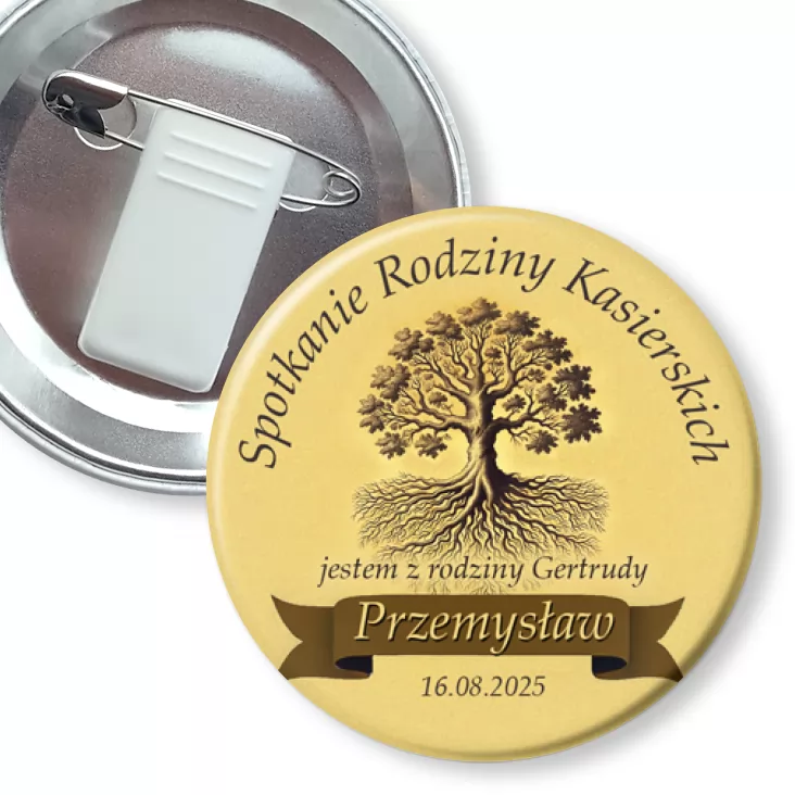 przypinka z żabką i agrafką Spotkanie rodziny Kasierskich 2025