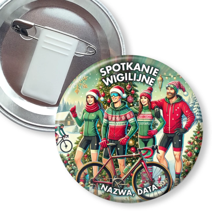 przypinka z żabką i agrafką Spotkanie wigilijne kolarzy