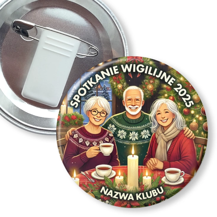 przypinka z żabką i agrafką Spotkanie wigilijne w klubie seniora