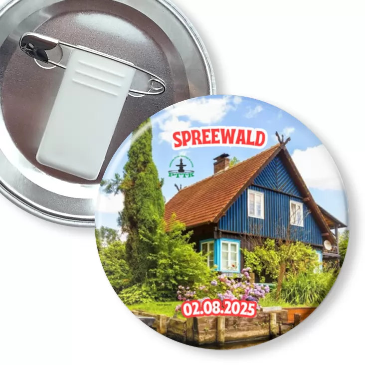 przypinka z żabką i agrafką Spreewald w sierpniu PTTK Nysa