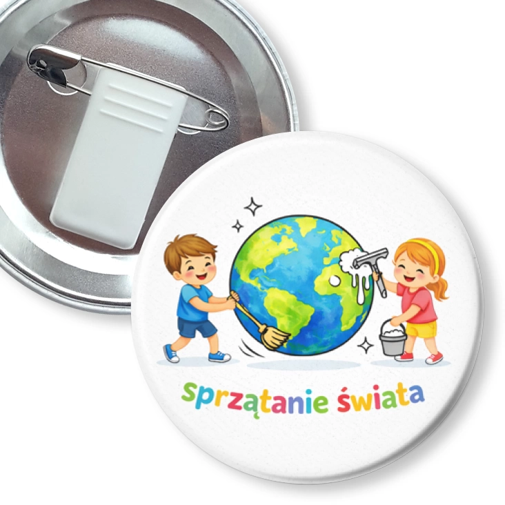 przypinka z żabką i agrafką Sprzątanie Świata