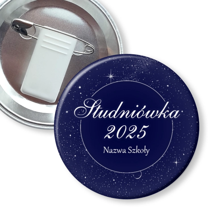 przypinka z żabką i agrafką Studniówka gwieździste niebo