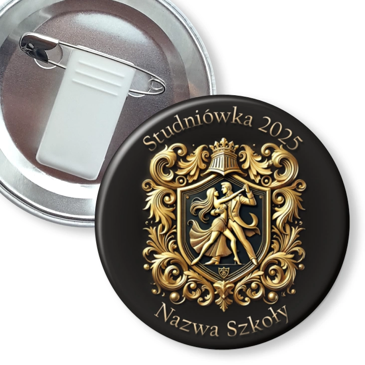 przypinka z żabką i agrafką Studniówka Herbowa