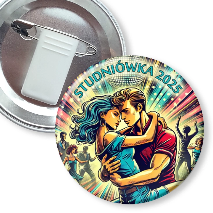 przypinka z żabką i agrafką Studniówka komiksowa