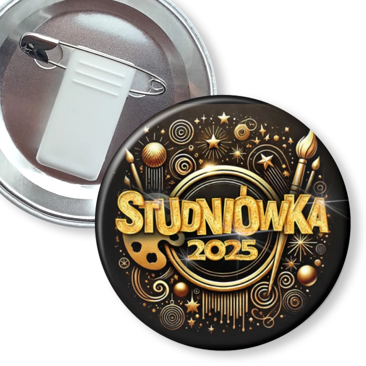 przypinka z żabką i agrafką Studniówka profil artystyczny