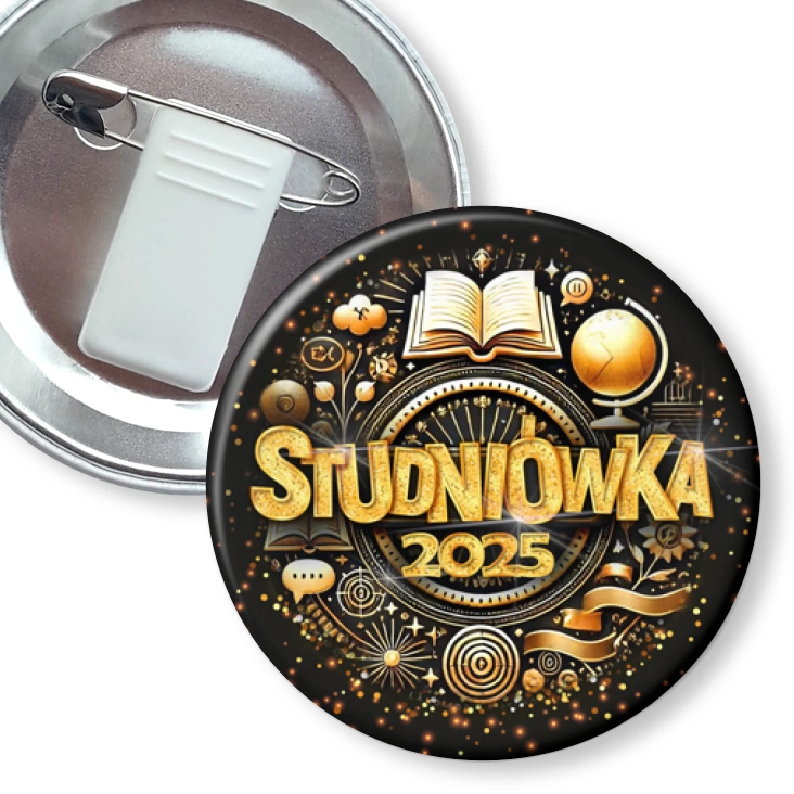 przypinka z żabką i agrafką Studniówka profil językowy