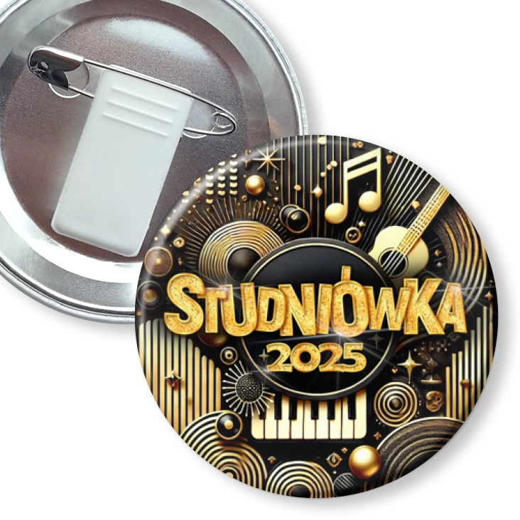 przypinka z żabką i agrafką Studniówka szkoła muzyczna