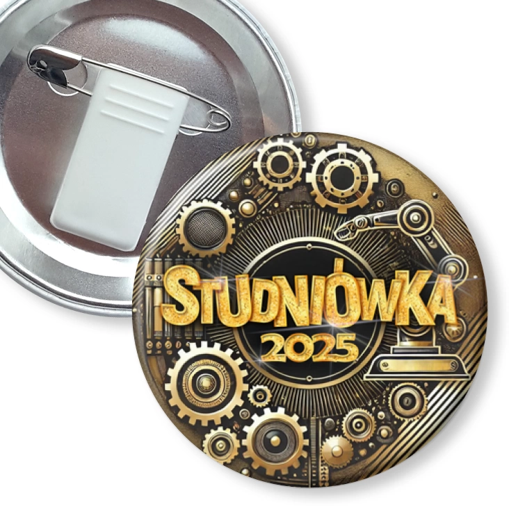 przypinka z żabką i agrafką Studniówka technik mechatronik