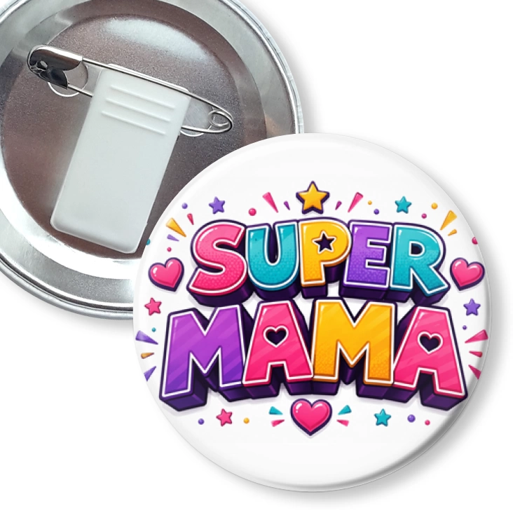przypinka z żabką i agrafką Super mama