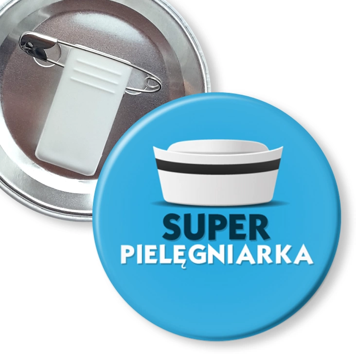 przypinka z żabką i agrafką Super pielęgniarka
