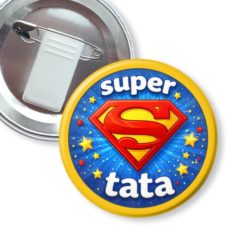 przypinka z żabką i agrafką Super tata
