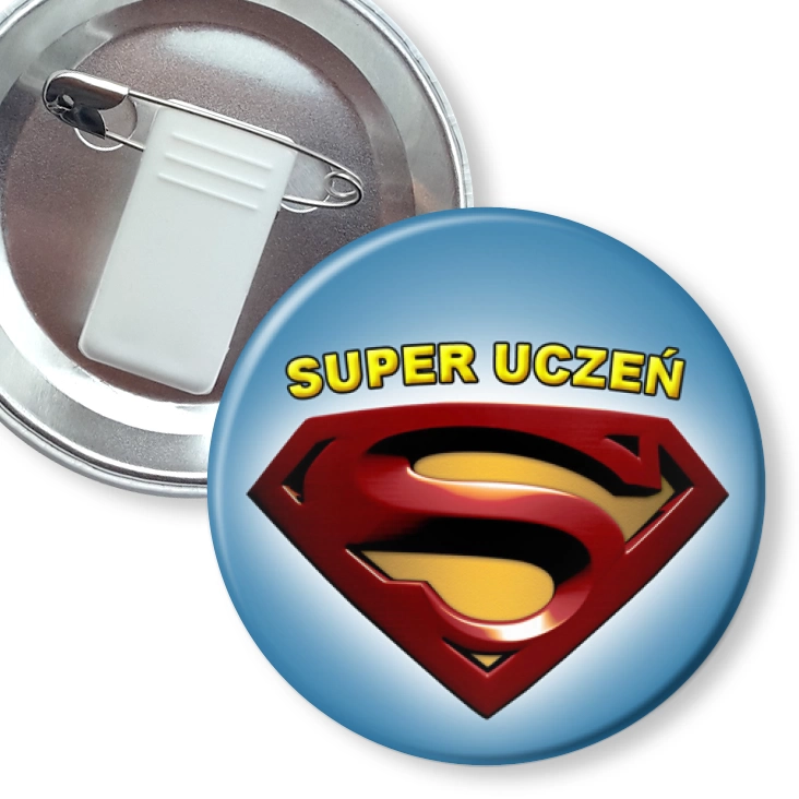 przypinka z żabką i agrafką Super uczeń
