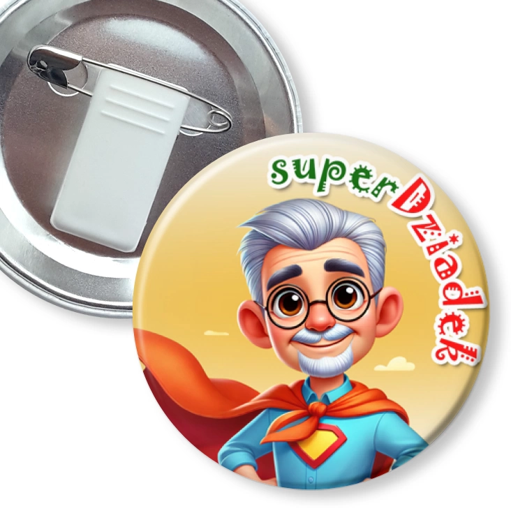 przypinka z żabką i agrafką superDziadek