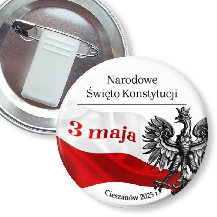przypinka z żabką i agrafką Święto 3 maja Cieszanów 2025