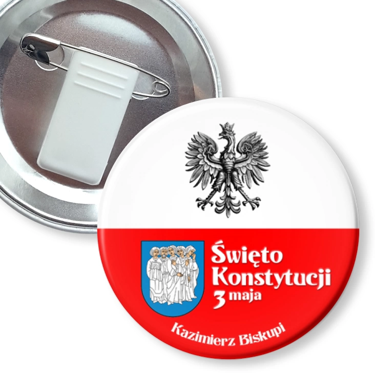 przypinka z żabką i agrafką Święto Konstytucji 3 Maja Kazimierz Biskupi