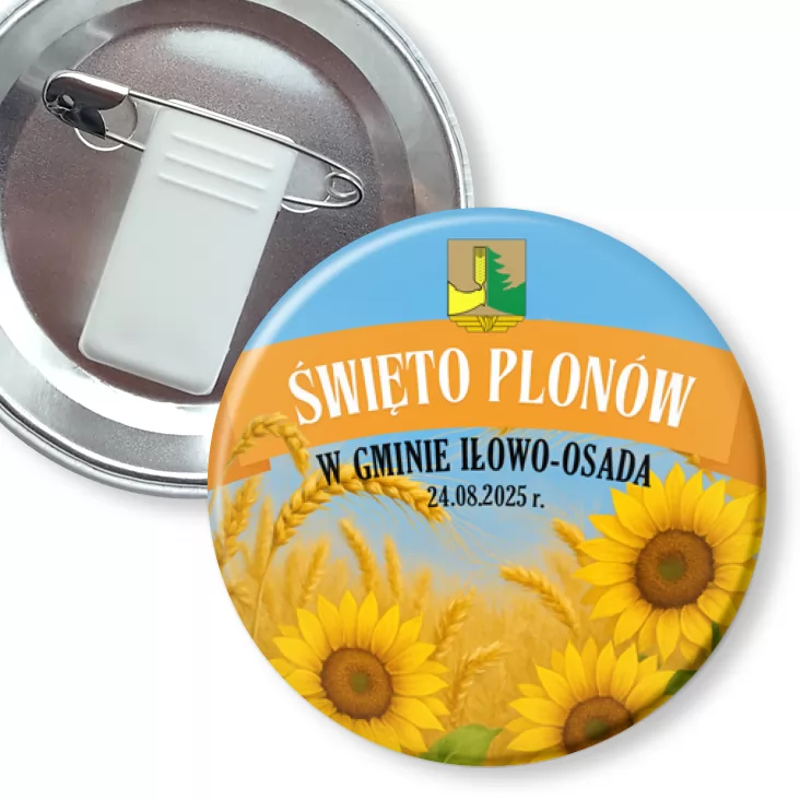 przypinka z żabką i agrafką Święto Plonów w gminie Iłowo-Osada