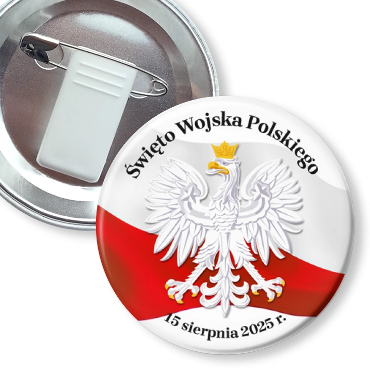 przypinka z żabką i agrafką Święto Wojska Polskiego Orzełek