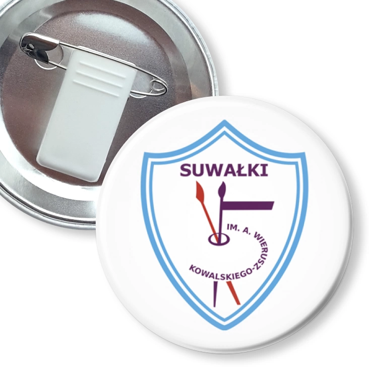 przypinka z żabką i agrafką Szkoła im. A. Wierusz-Kowalskiego