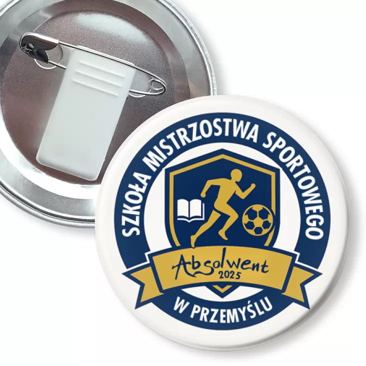 przypinka z żabką i agrafką Szkoła Mistrzostwa Sportowego w Przemyślu Absolwent 2025