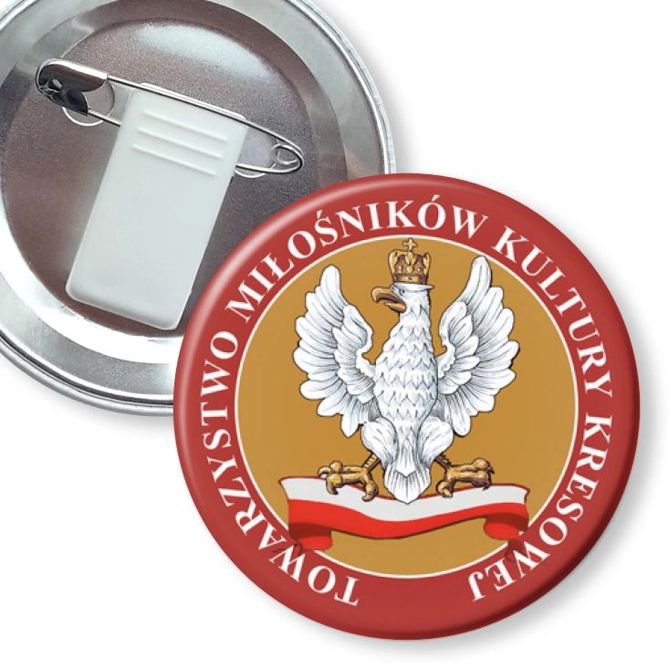przypinka z żabką i agrafką Towarzystwo Miłośników Kultury Kresowej