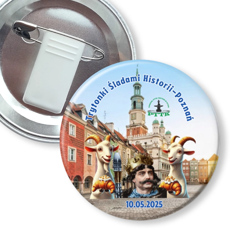 przypinka z żabką i agrafką Trytonki Śladami Historii Poznań 2025