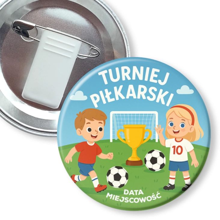 przypinka z żabką i agrafką Turniej piłkarski