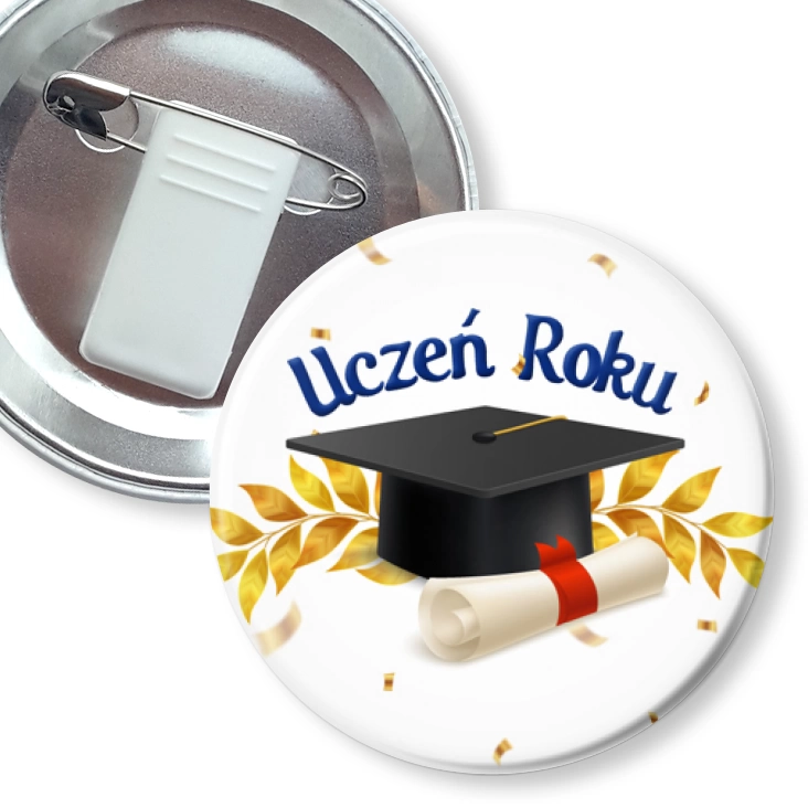 przypinka z żabką i agrafką Uczeń Roku