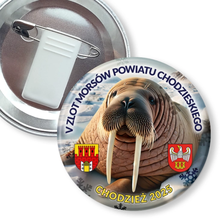 przypinka z żabką i agrafką V Zlot Morsów Powiatu Chodzieskiego