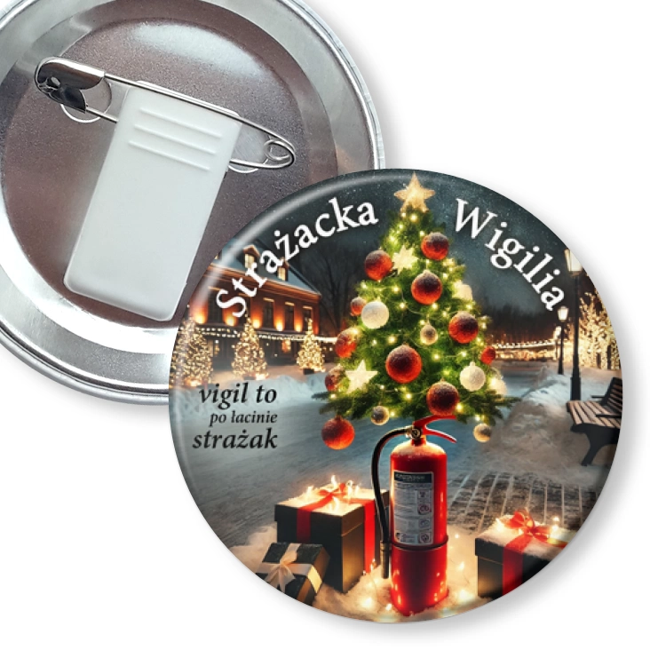 przypinka z żabką i agrafką Vigil to po łacinie strażak