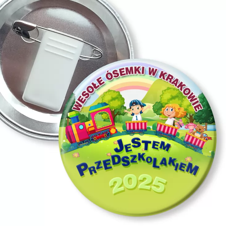 przypinka z żabką i agrafką Wesołe Ósemki w Krakowie