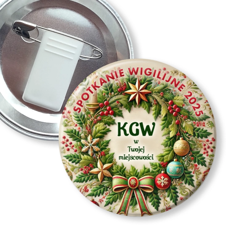 przypinka z żabką i agrafką Wigilia Koło Gospodyń Wiejskich