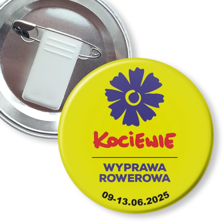 przypinka z żabką i agrafką Wyprawa rowerowa Kociewie 2025