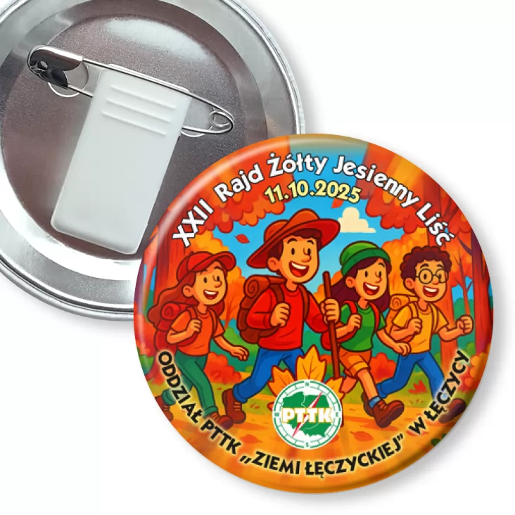 przypinka z żabką i agrafką XXII Rajd Żółty Jesienny Liść