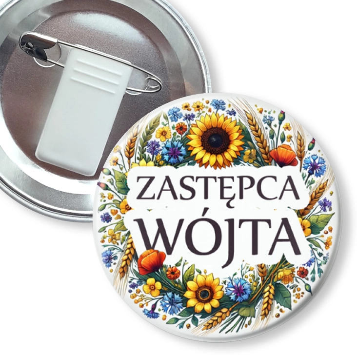 przypinka z żabką i agrafką Zastępca wójta polskie kwiaty polne