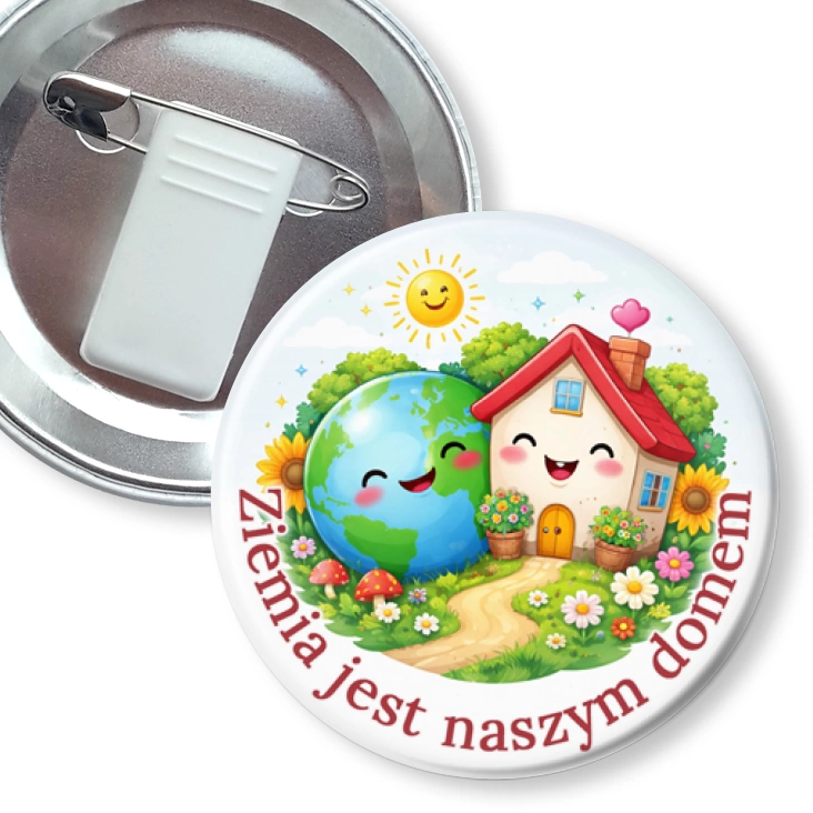 przypinka z żabką i agrafką Ziemia jest naszym domem