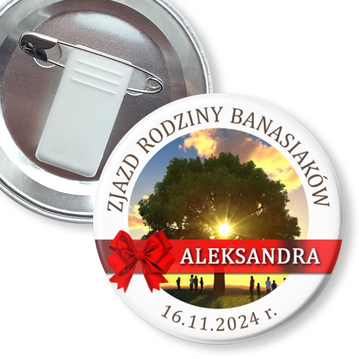 przypinka z żabką i agrafką Zjazd rodziny Banasiaków