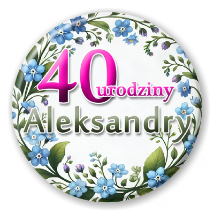 przypinka Urodziny z niezapominajkami