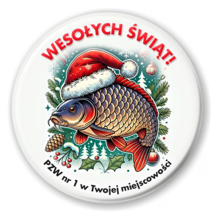 przypinka Wesołych świąt od wędkarzy