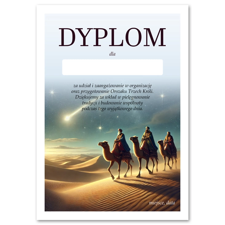 dyplom za udział w Oorszaku Trzech Króli
