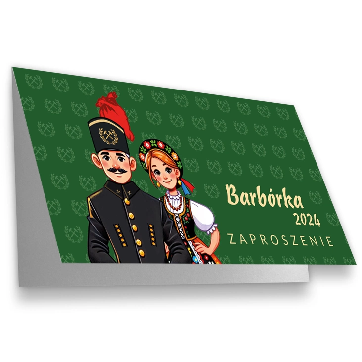 zaproszenie Zaproszenie Barbórka na zielonym tle