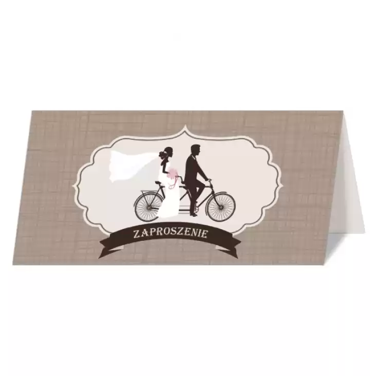 zaproszenie Zaproszenie na ślub z parą na rowerze