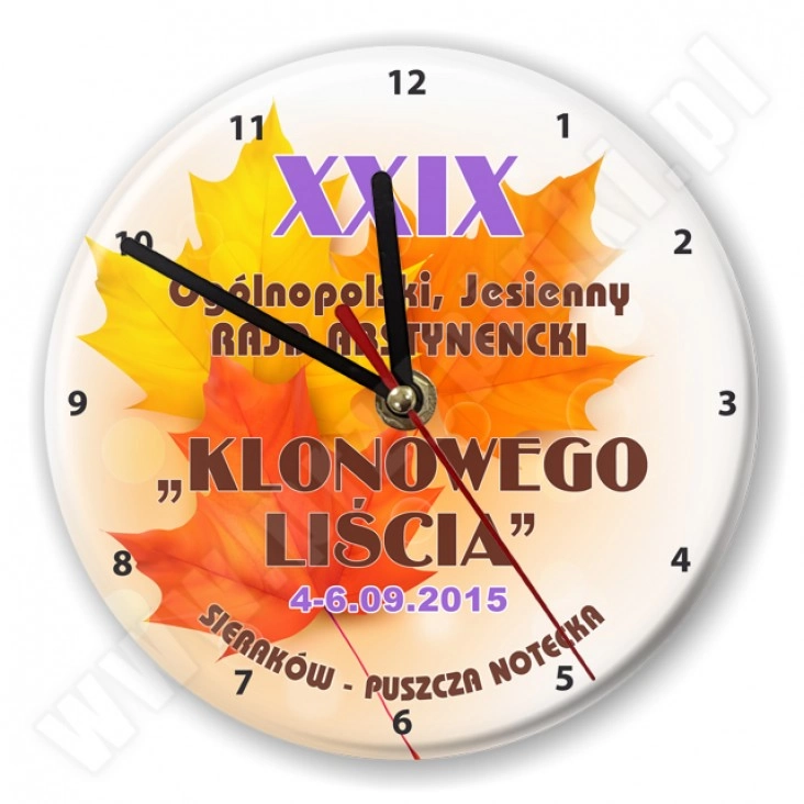zegar XXIX Ogólnopolski Rajd Abstynencki Klonowego Liścia