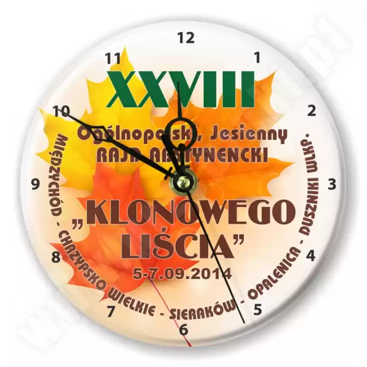 zegar XXVIII Ogólnopolski Rajd Abstynencki Klonowego Liścia